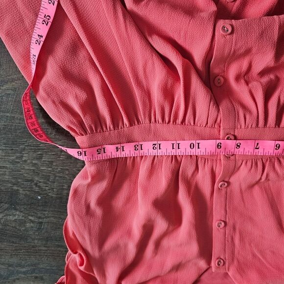 Girl Meets Glam pink dress 12 casual comfy button empire waist tie back - Picture 5 of 8